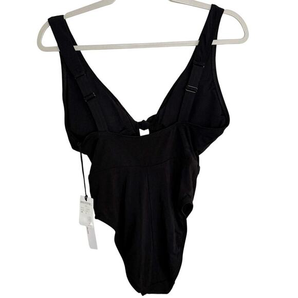 Robin Piccone Ava One Piece Swimsuit Double Knot Plunge Black Size 8 NEW - Picture 4 of 6